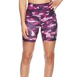 Reebok Pink/Purple Camo Women's Athletic-Bike Shorts w/Pockets Small 7" inseam